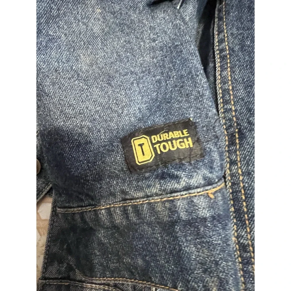John Deere Jacket Boys Large 10/12 Blue Sherpa Lined Canvas Shacket Snap Farming